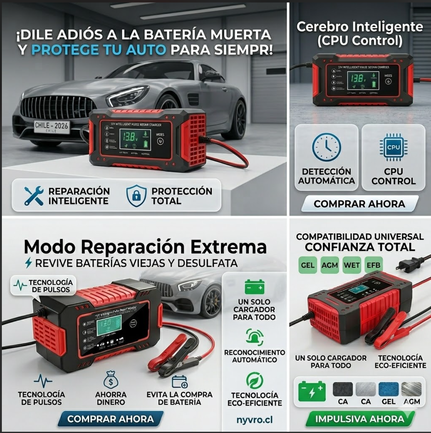 CARGADOR REPARADOR DE BATERIAS PARA AUTO