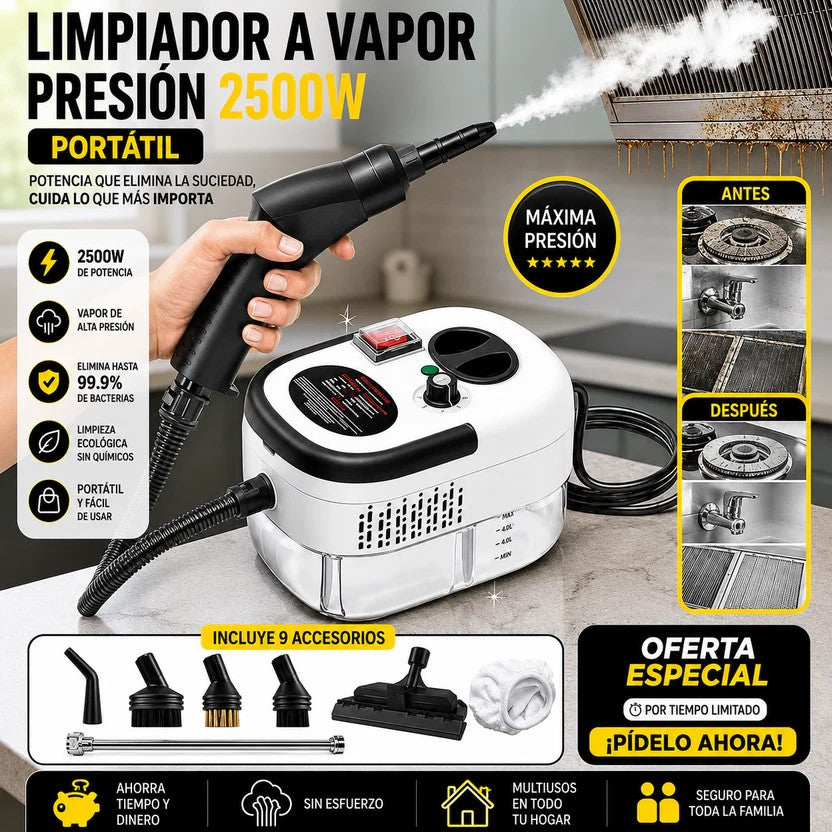 Limpiador A Vapor Presion 2500w Portatil